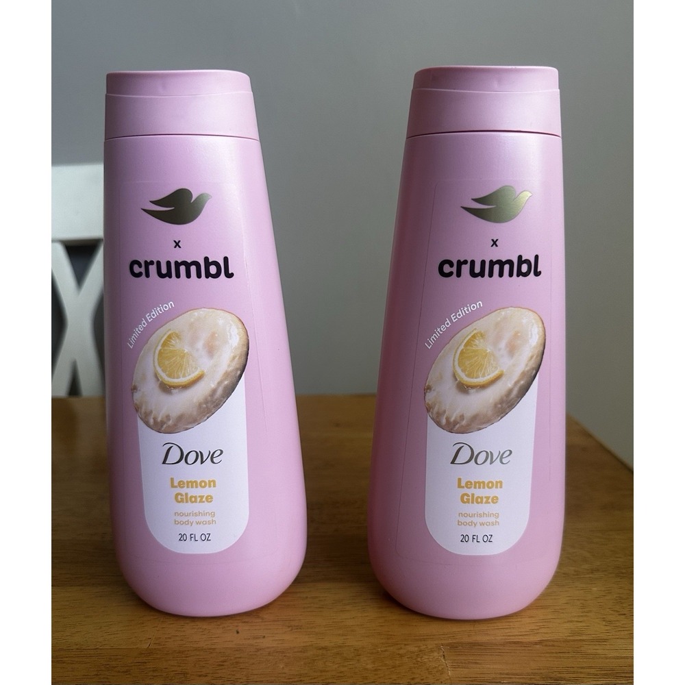 NEW Dove x Crumbl Lemon Glaze Body Wash 20oz Limited Edition - 2 Pack SET